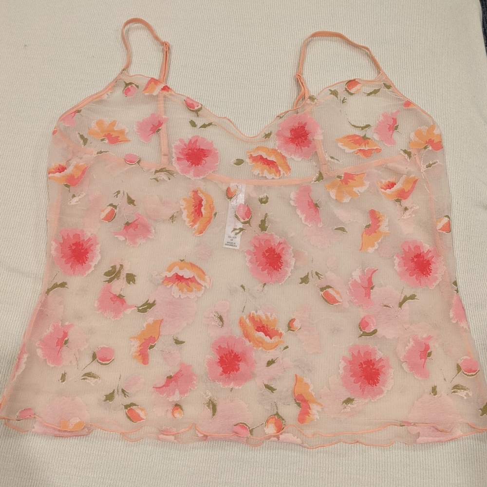 Oscar de la Renta Stretch Floral Lace Cami Tank